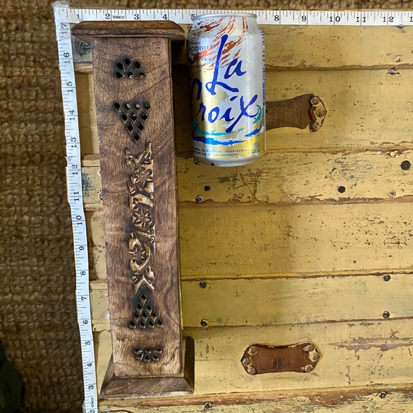 BOHO HOME DECOR CARVED WOODEN MANDALA SAGE INCENSE BURNER HOLDER OR TRINKET BOX - Picture 3 of 11